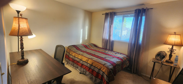 One big furnished bedroom with walkin closet & shared bathroom for $1300/month. Available NOW