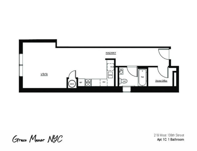1C Studio, 1 Bathroom, Walk-in Closet