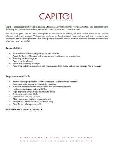 Office Manager/Dispatcher