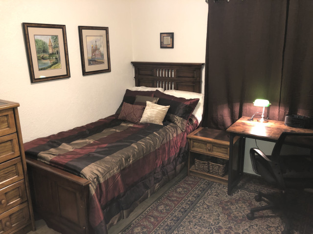 1 private bedroom with quiet study space, a shared bathroom