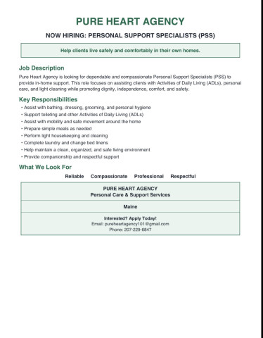 Personal Support Specialist