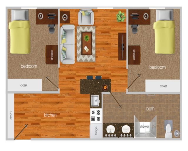 University Towers Ann Arbor TWO BEDROOM UP TO FOUR OCCUPANTS