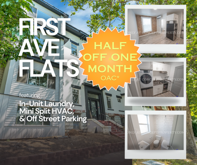 HALF OFF ONE MONTH! Downtown City Living with All The Essentials: Washer/Dryer In-Unit, Dishwasher, and Off Street Parking!